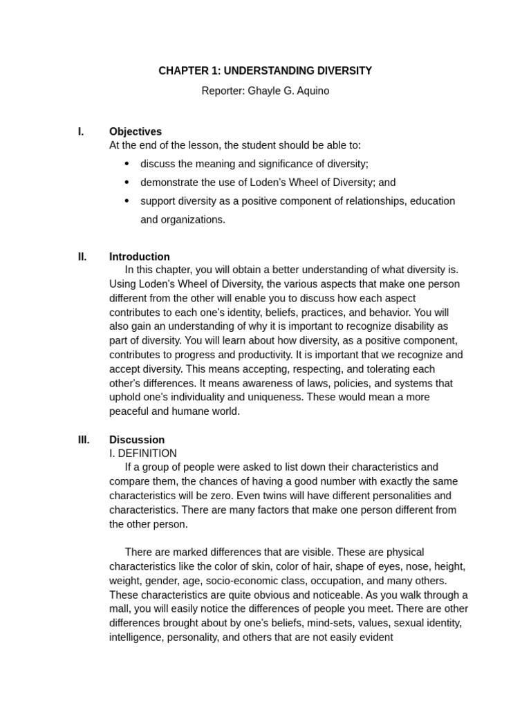 Chapter 1 Understanding Diversity | PDF | Identity (Social Science ...