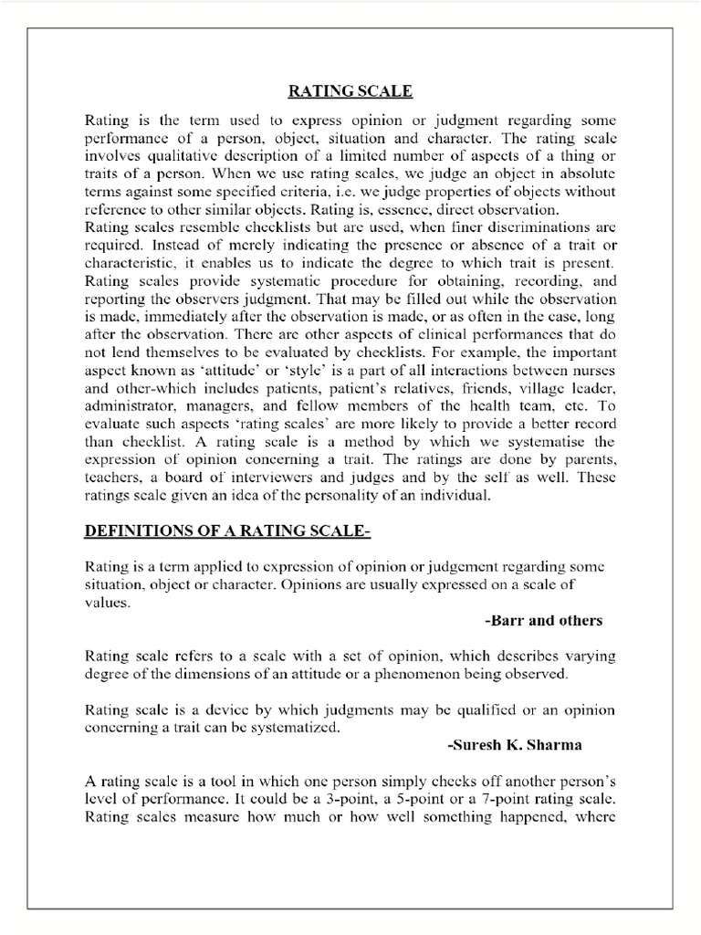 Rating Scale | PDF