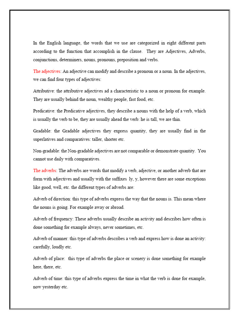 Parts of The Speech - 2 | PDF | Adverb | Adjective