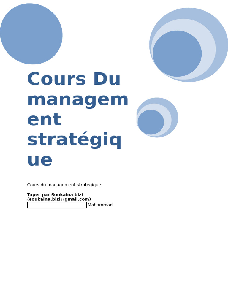 Cours de Management Stratégique | PDF | Commercialisation | Économie d ...