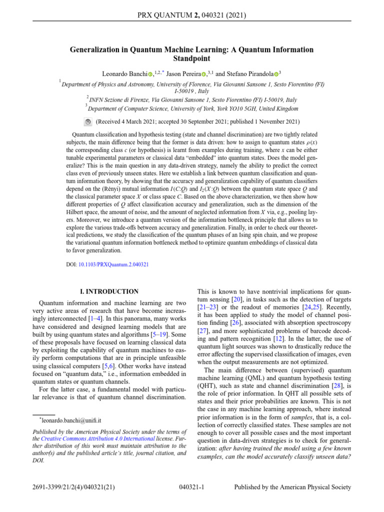 Quantum Machine Learning Generalization | PDF | Machine Learning ...