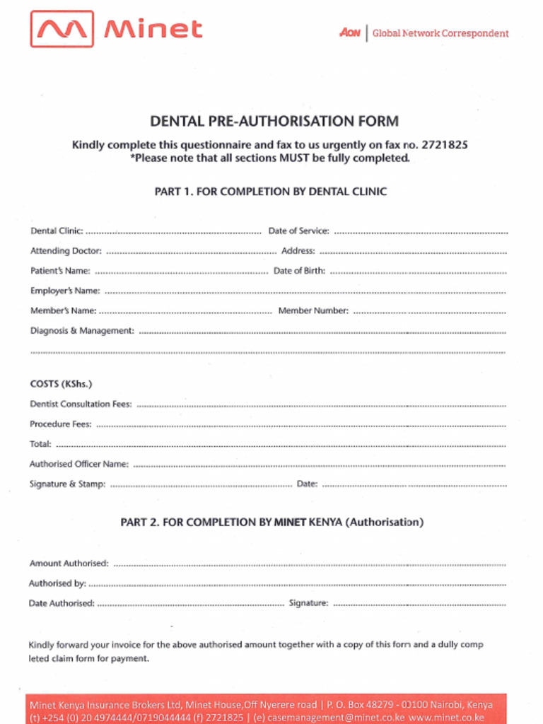 Minet Dental Form | PDF