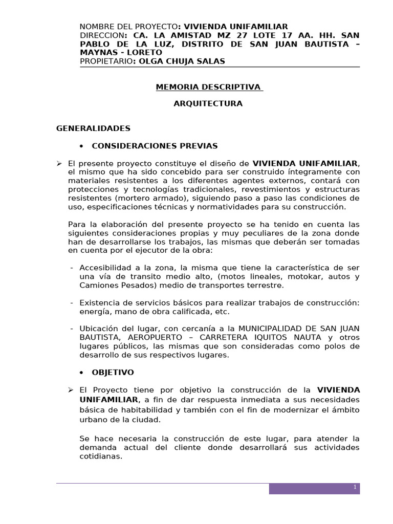 Proyecto de Vivienda Unifamiliar en Loreto | PDF | Fundación ...