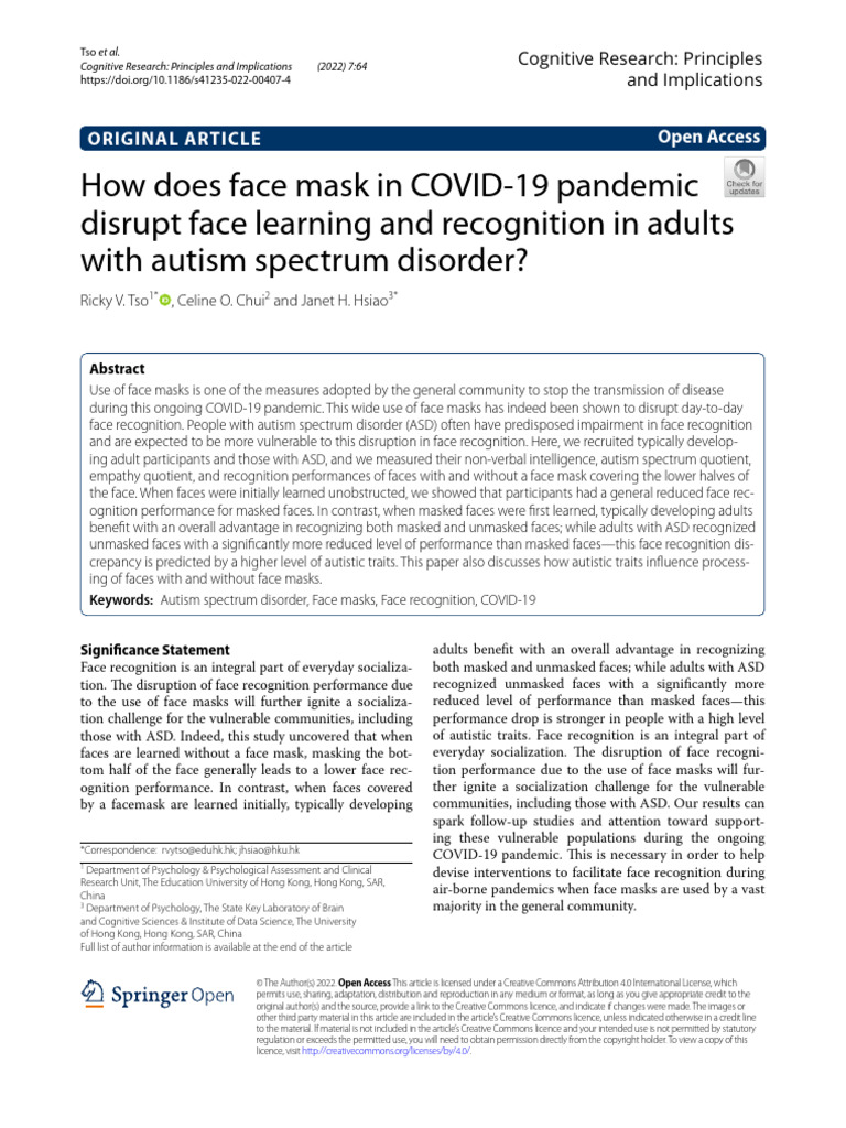 How Does Face Mask in COVID-19 Pandemic Disrupt Face Learning and ...