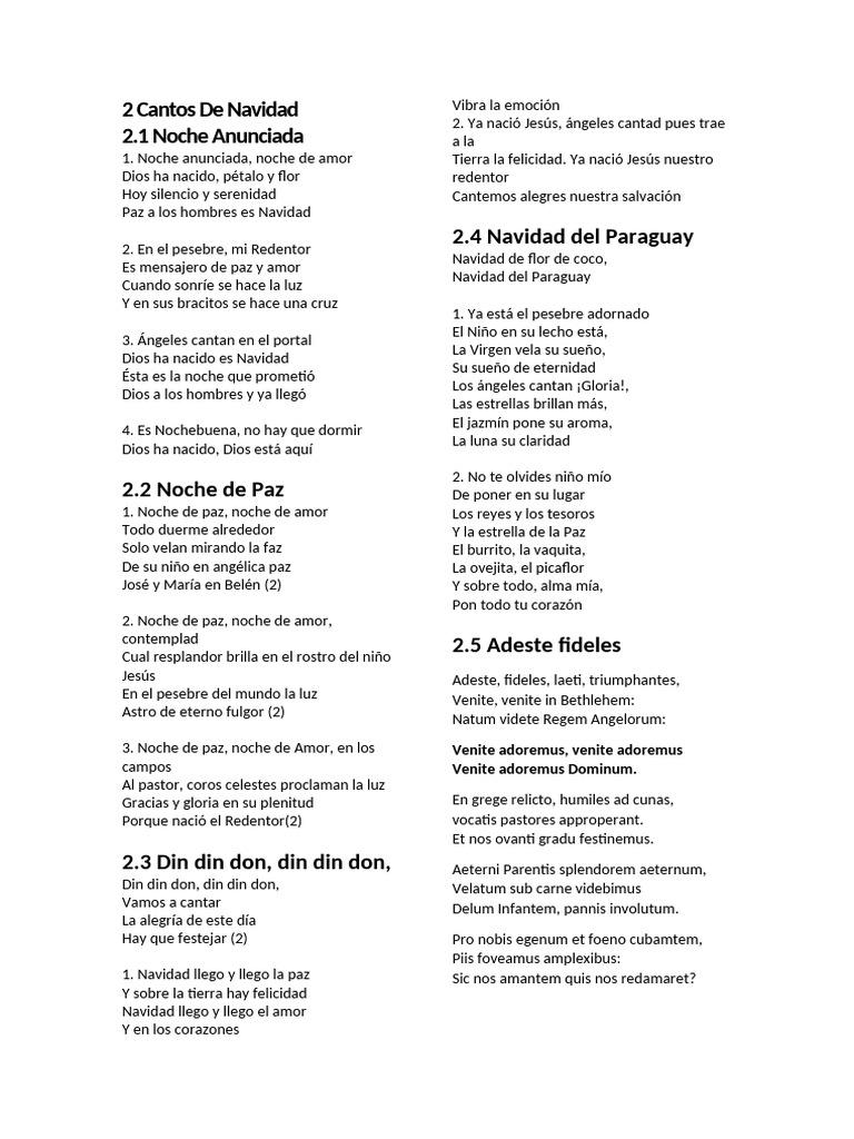 Villancicos Tradicionales de Navidad | PDF | María, madre de Jesús ...