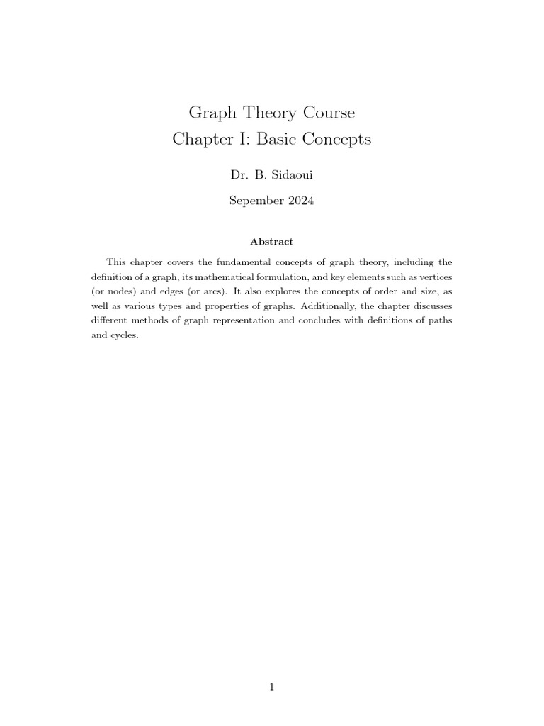 Graph Theory Course Chapter I Basic Concepts | PDF | Vertex (Graph ...