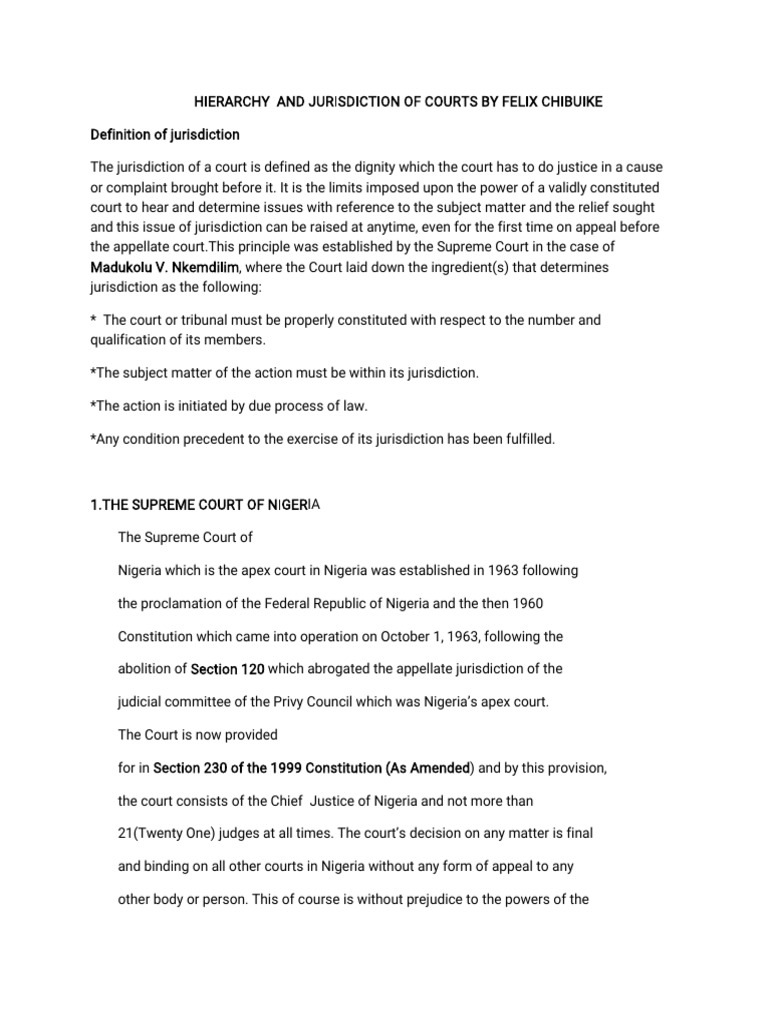 Hierarchy and Jurisdiction of Courts by Felix | PDF | Supreme Courts ...