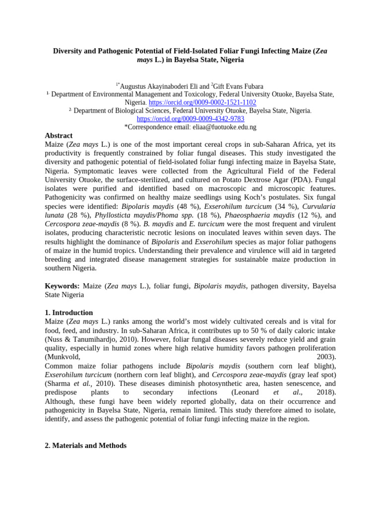 Paper A | PDF | Fungus | Maize