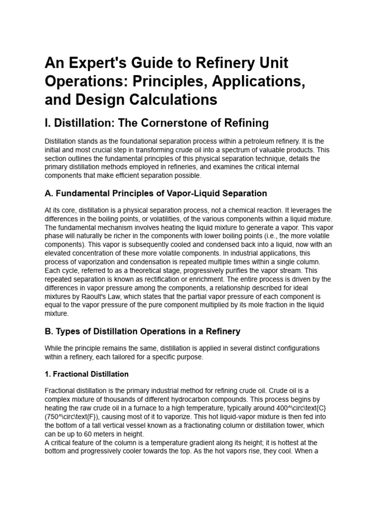 Refinery Unit Operations and Calculations | PDF | Distillation | Oil ...