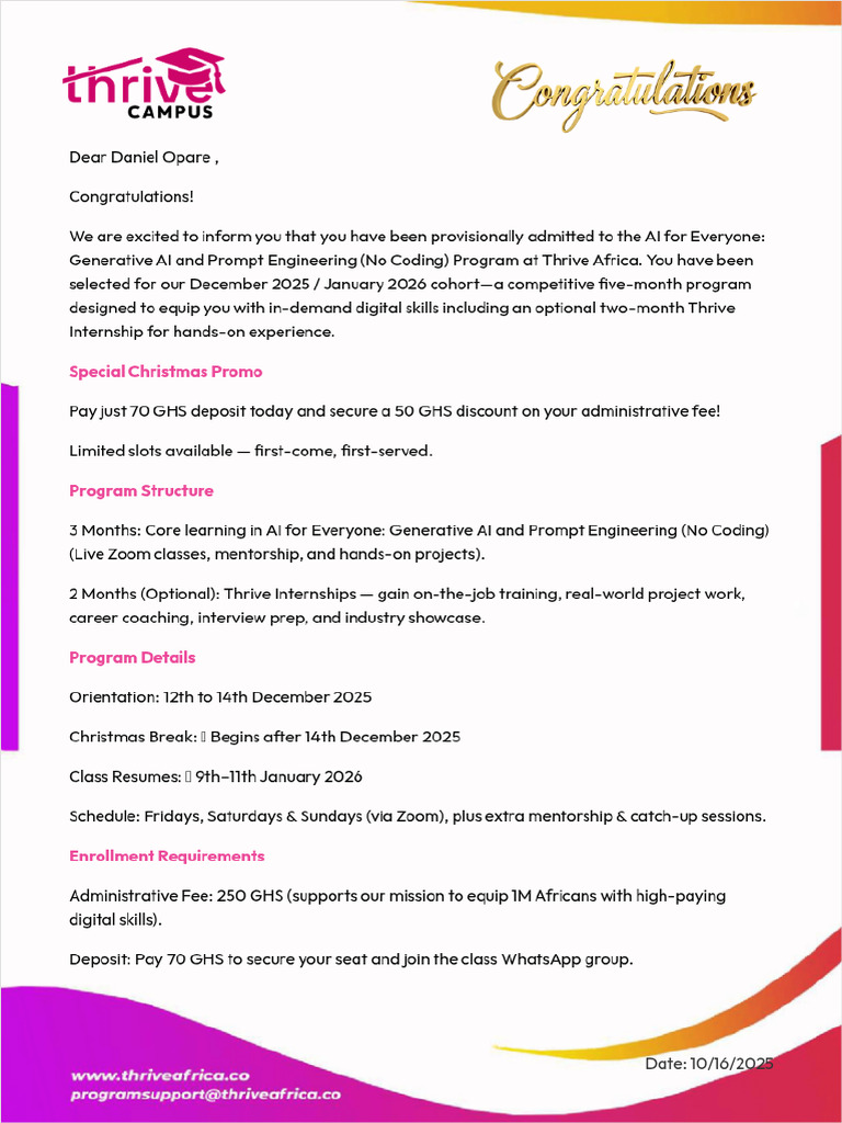 Admission Letter | PDF