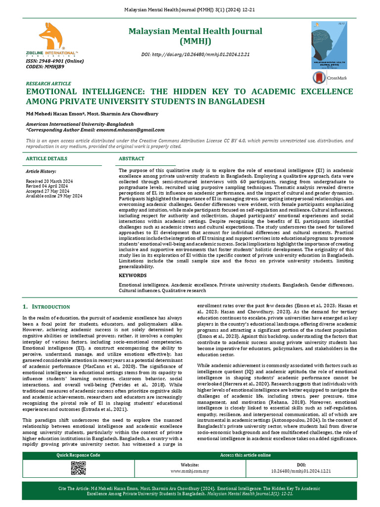 Emotional Intelligence and Academic Success | PDF | Emotional ...