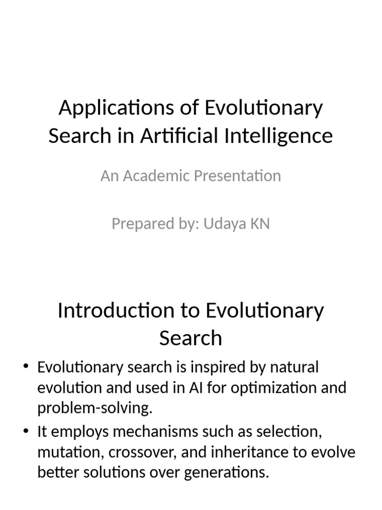 Evolutionary Search in AI Applications | PDF | Genetic Algorithm ...