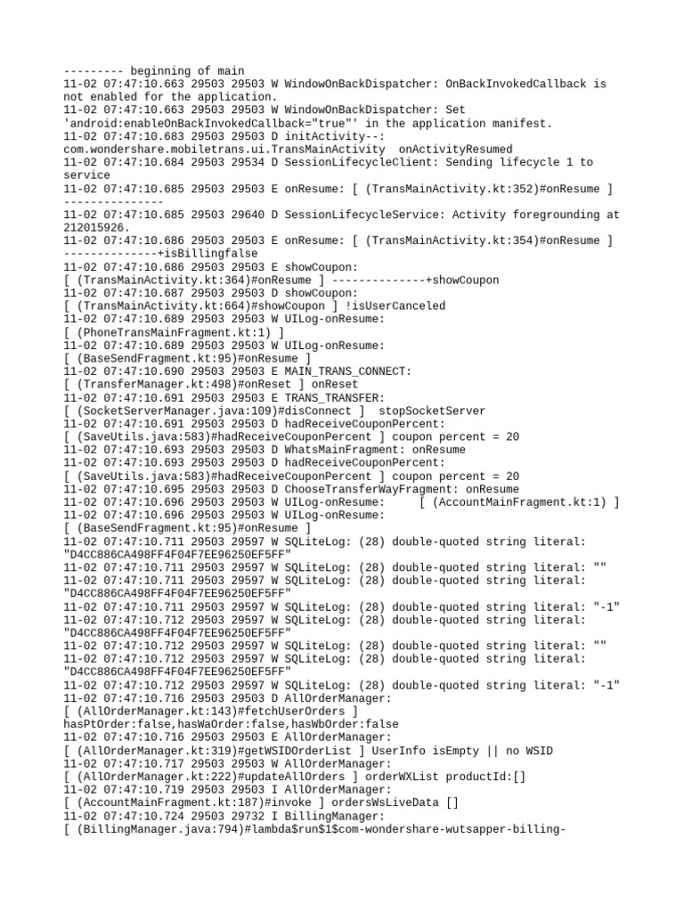 Android App Lifecycle Debug Log | PDF | String (Computer Science ...