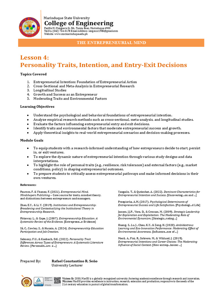 Entrepreneurial Intention and Success Factors | PDF | Entrepreneurship ...