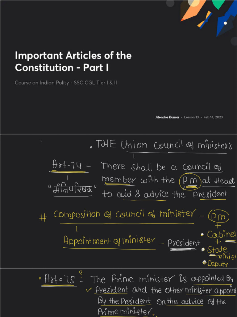 Important Articles of The Constitu With Anno 1734027776299 | PDF