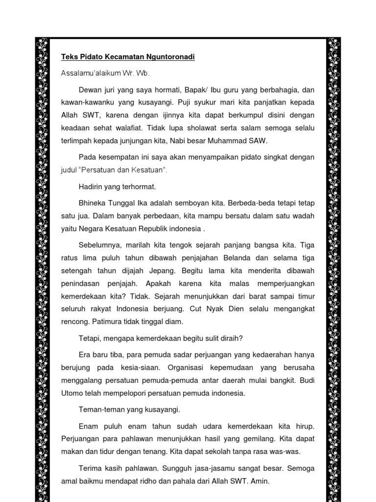 Teks Pidato Kecamatan Nguntoronadi