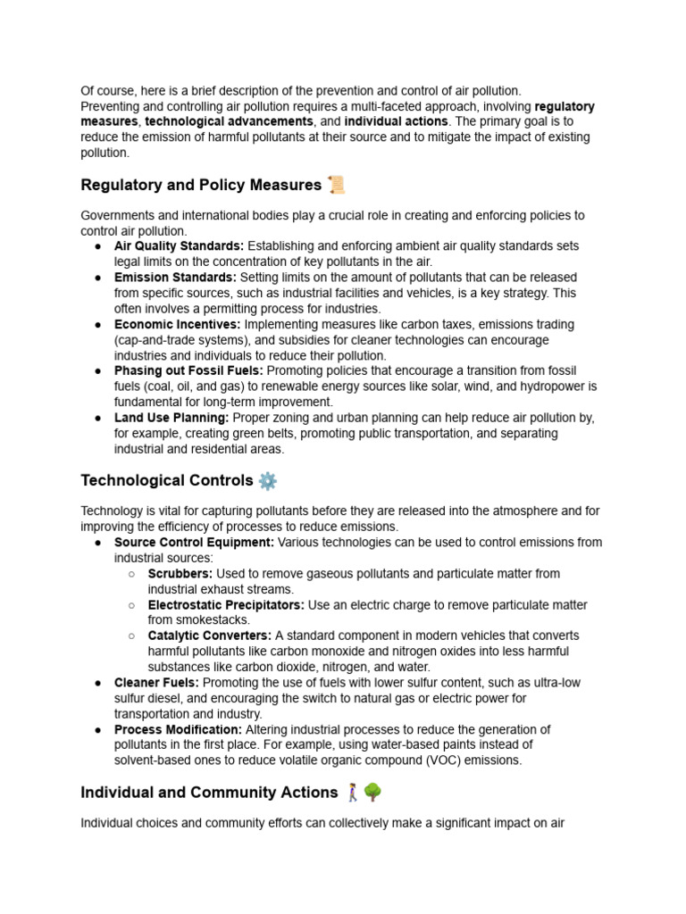 Air Pollution Prevention Strategies | PDF | Air Pollution | Exhaust Gas