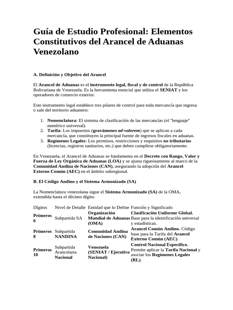 Arancel de Aduanas Venezuela 2025 | PDF | aduana | Arancel