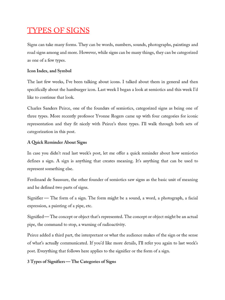 Types of Signs | PDF