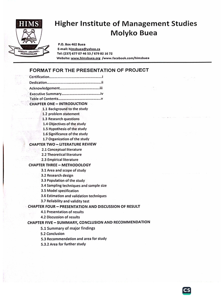 Project Format | PDF