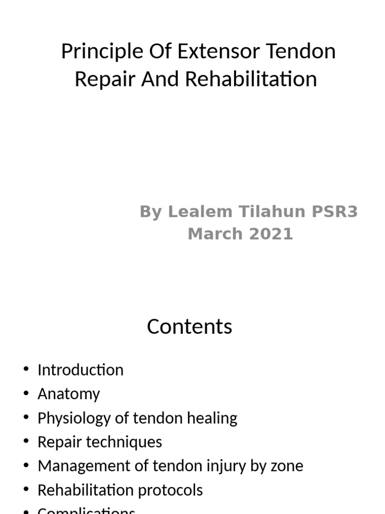 Extensor Tendon Injury MGT | PDF | Finger | Hand