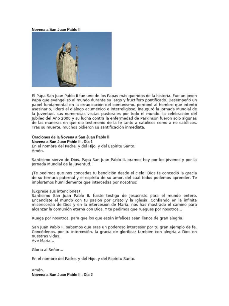 13 Novena A San Juan Pablo II | PDF | Intercesión | eucaristía