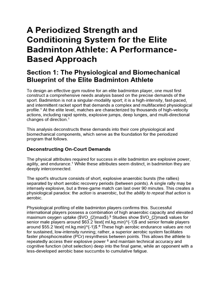 Strength Training for Elite Badminton Athletes | PDF | Strength ...