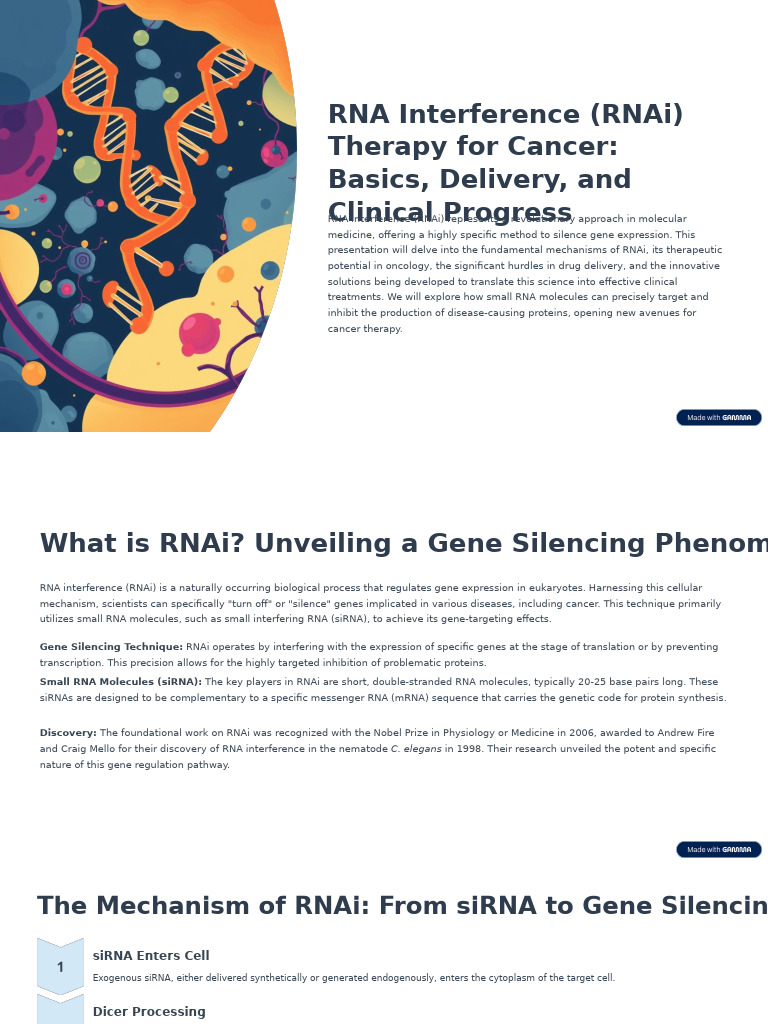 RNAi Therapy for Cancer: Mechanisms & Progress | PDF | Rna Interference ...
