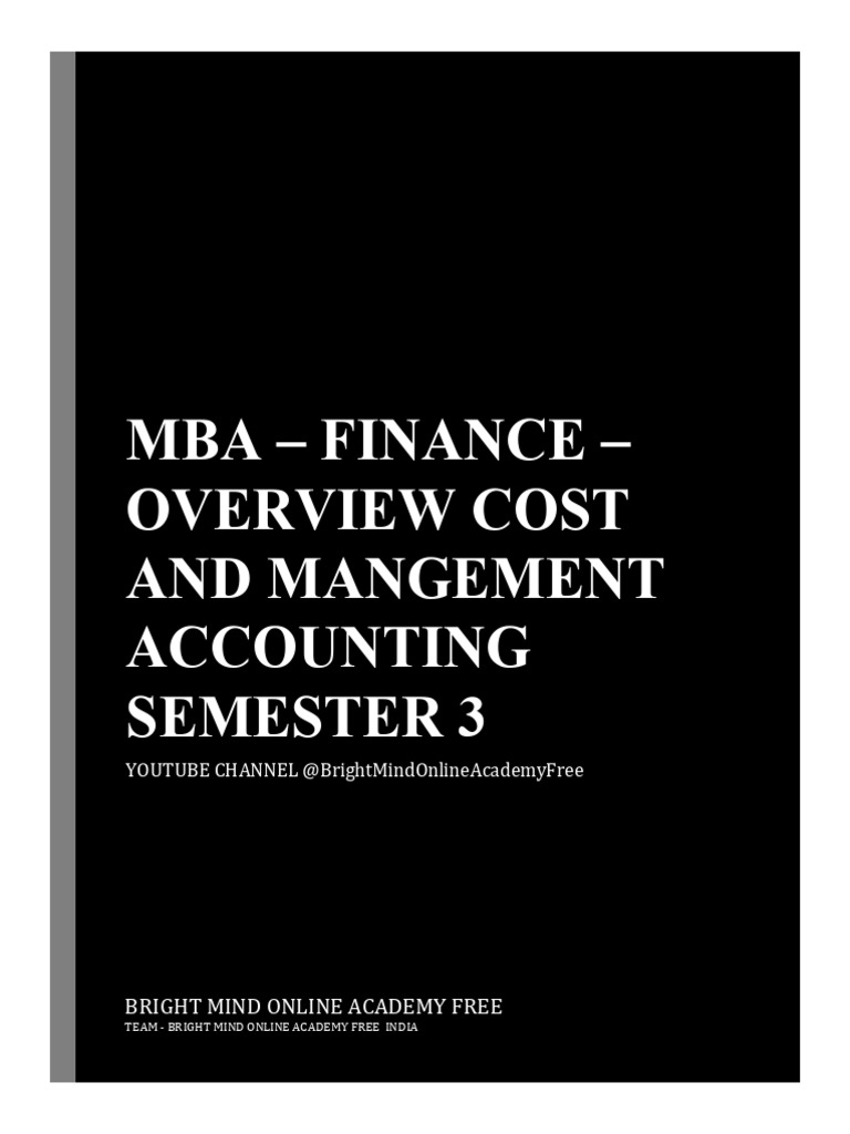 MBA Finance Management Accounting Guide | PDF | Accounting | Management ...