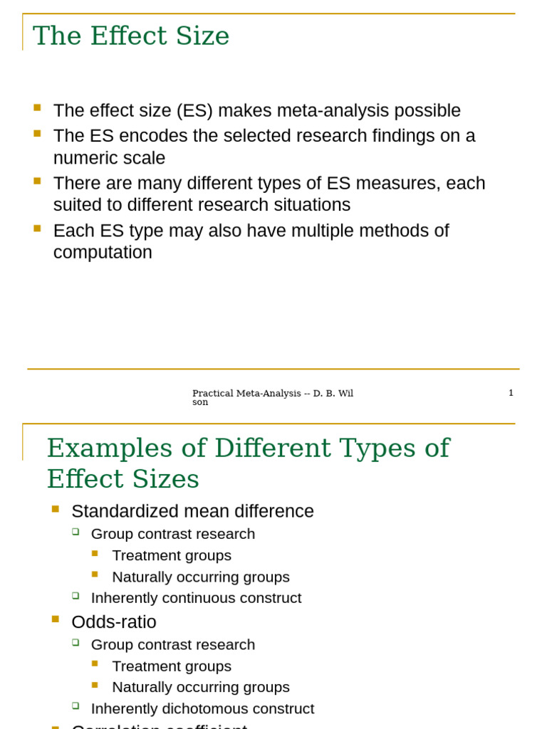 Understanding Effect Sizes in Meta-Analysis | PDF | Effect Size | Odds ...