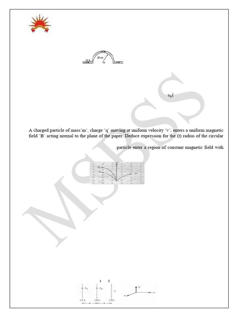 Physics Worksheet on Moving Charges | PDF | Magnetic Field | Electric ...
