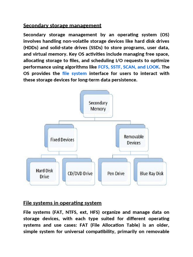 Secondary Storage Management in OS | PDF