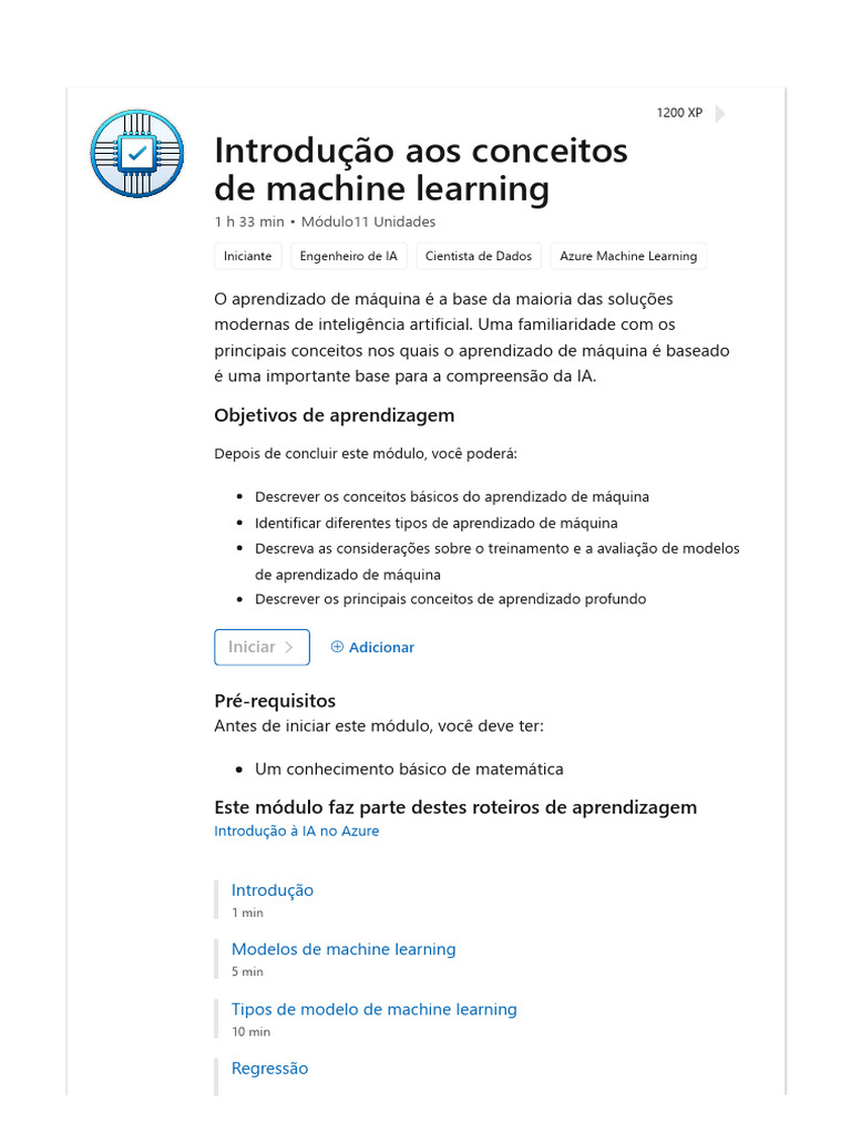 Introdução Aos Conceitos de Machine Learning - Training - Microsoft ...