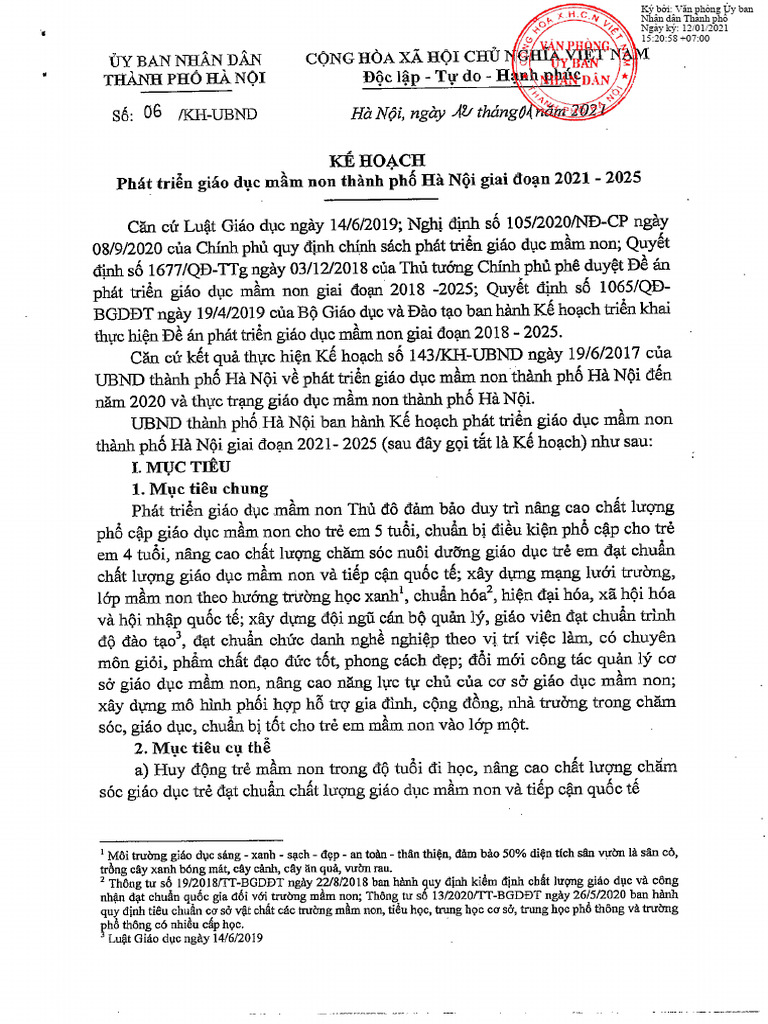 0.Vbhd_kế Hoạch 06 Pthdmn Tp Hà Nội | PDF