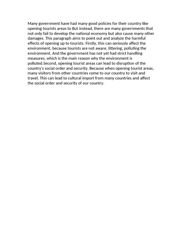 Negative Impacts of Tourism Policies | PDF