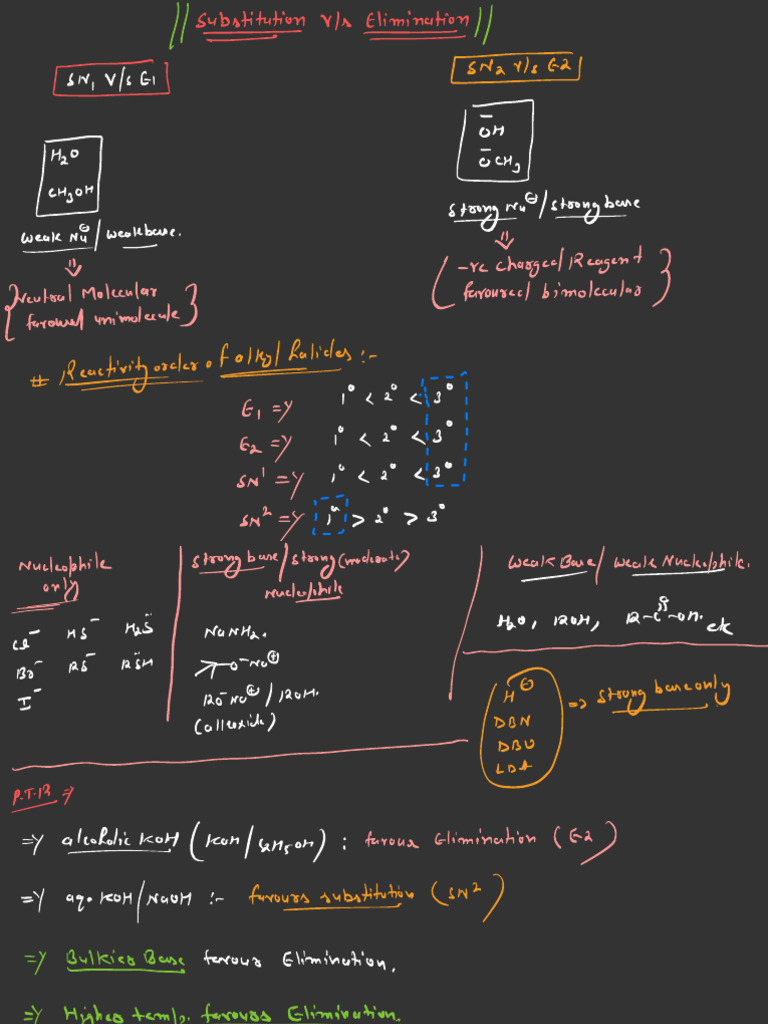 Substitution Vs Elimination | PDF | Organic Chemistry | Chemistry