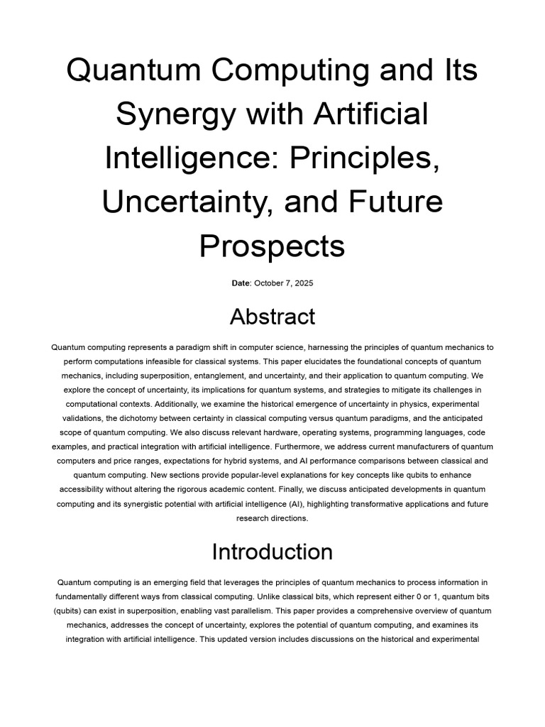 Quantum Computing and AI PHD Paper English Manuscript | PDF | Quantum ...