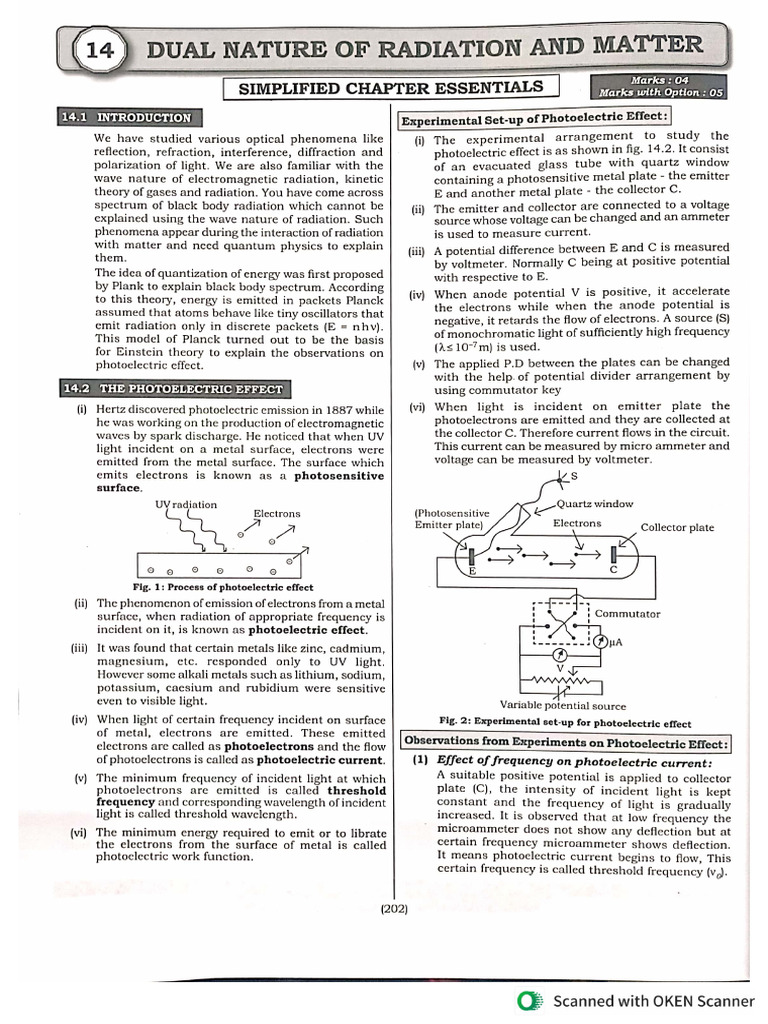 Phy CH 14 Dual Nature of Radiation and Matter Notes | PDF