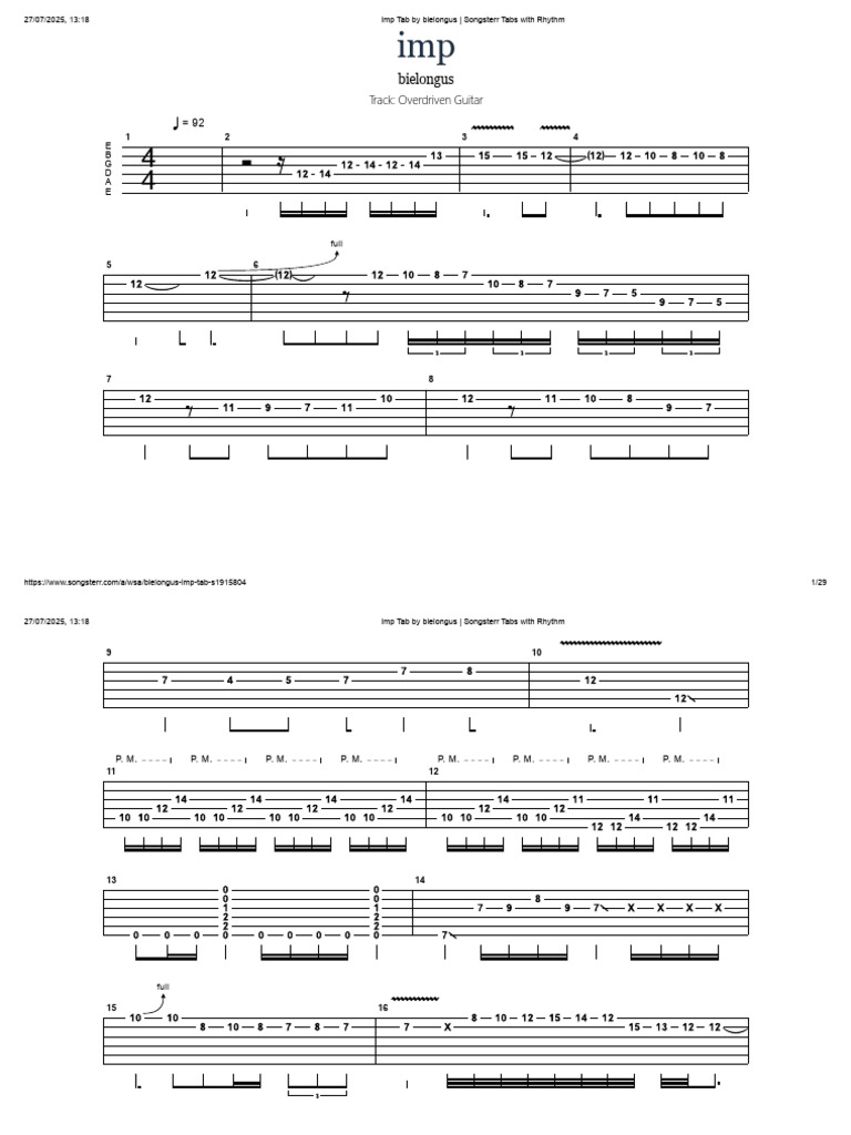 Imp Tab by Bielongus - Songsterr Tabs With Rhythm | PDF