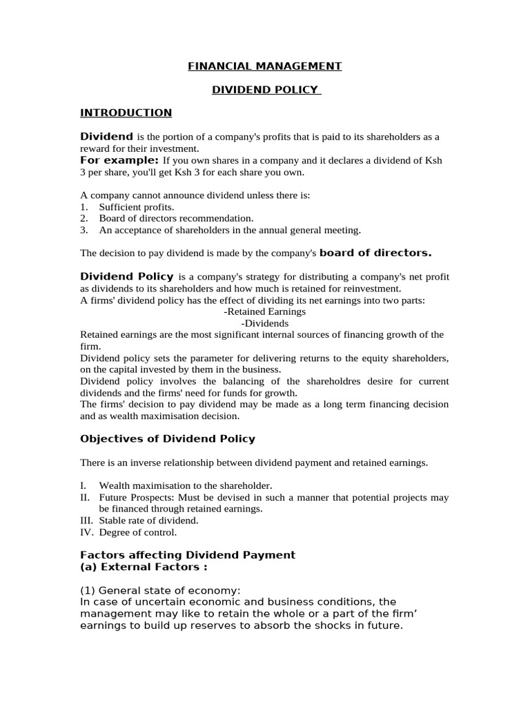Dividend Policy | PDF | Dividend | Cost Of Capital