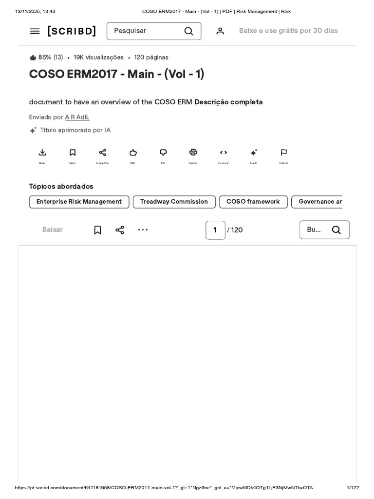 COSO ERM 2017 Overview Document | PDF | Risk Management | Financial Markets