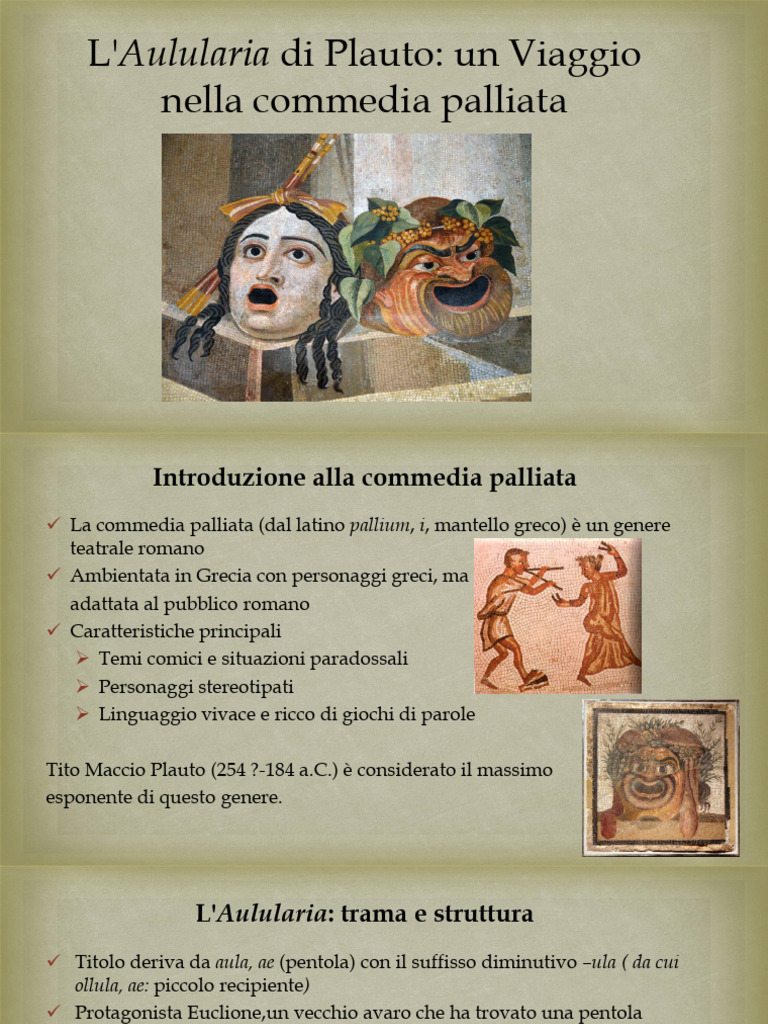 L Aulularia Di Plauto Un Viaggio Nella Commedia Palliata | PDF