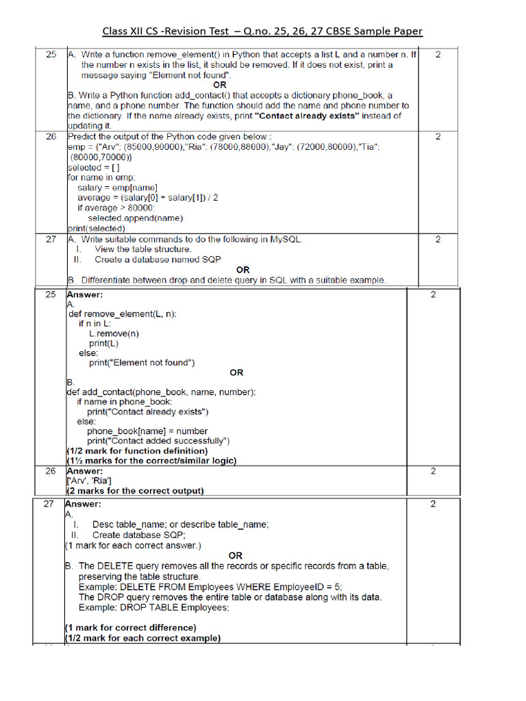 Python and SQL Exercises for Class XII | PDF | Data Management Software ...