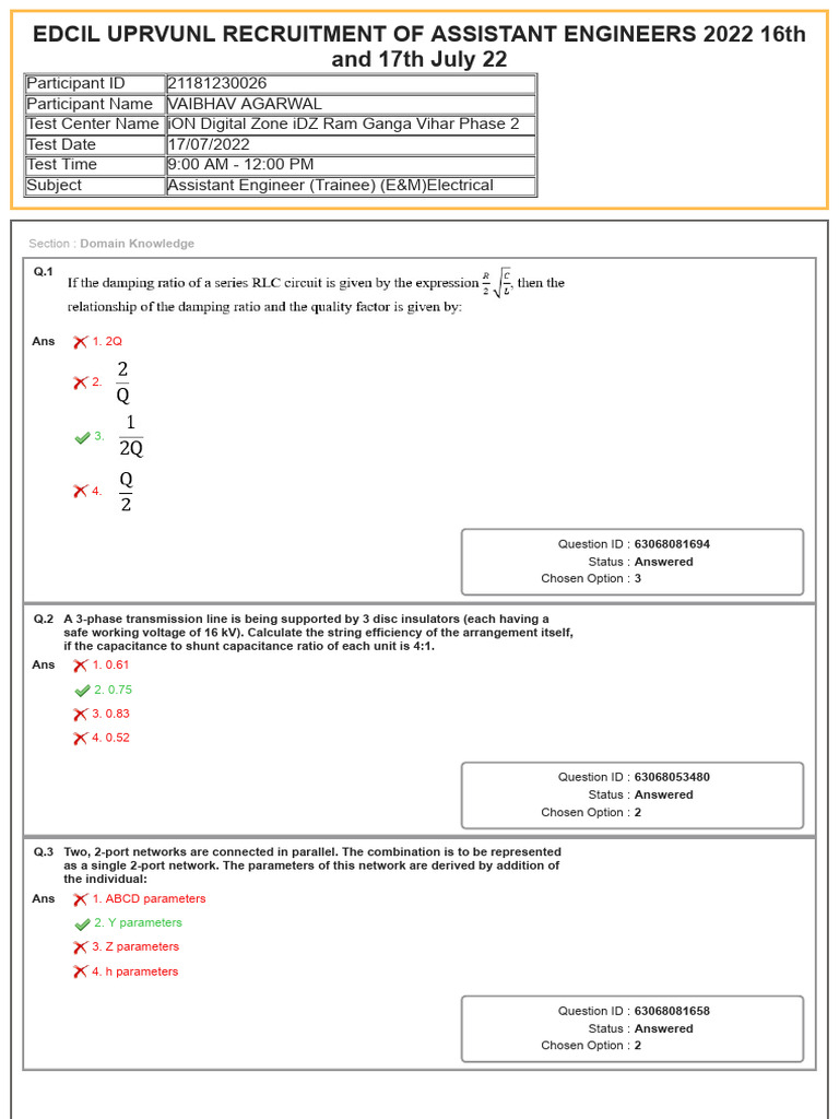 Assistant Engineer Exam Questions 2022 | PDF | Electronic Filter ...