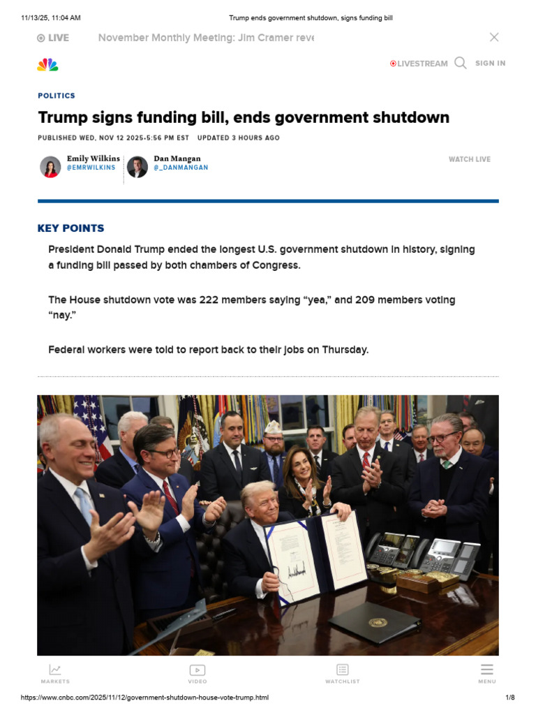 Trump Signs Bill to End Government Shutdown | PDF | United States House ...