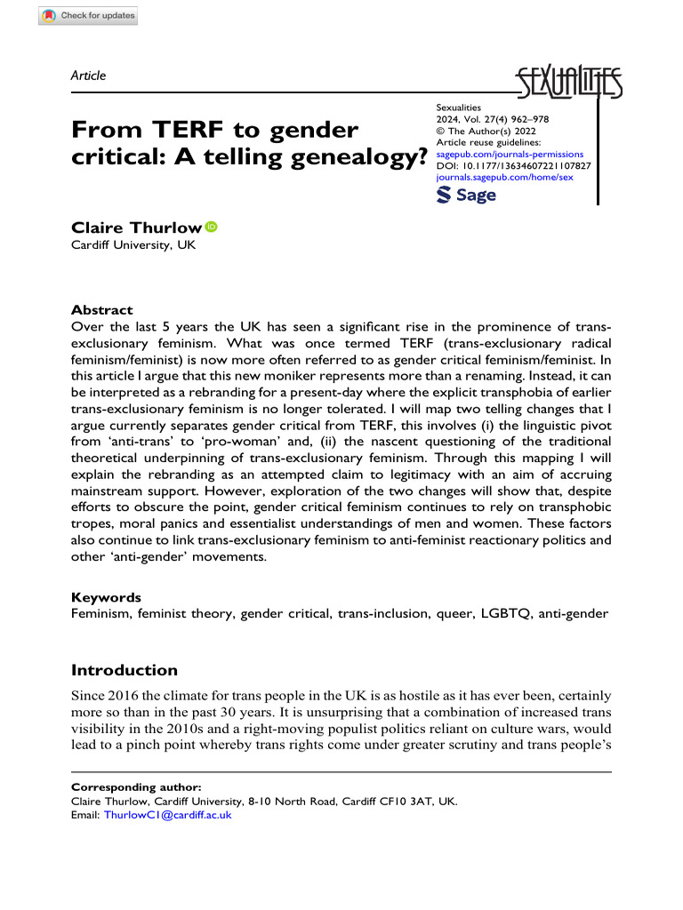 Gender Critical Feminism: A Shift Explained | PDF | Feminism | Gender ...