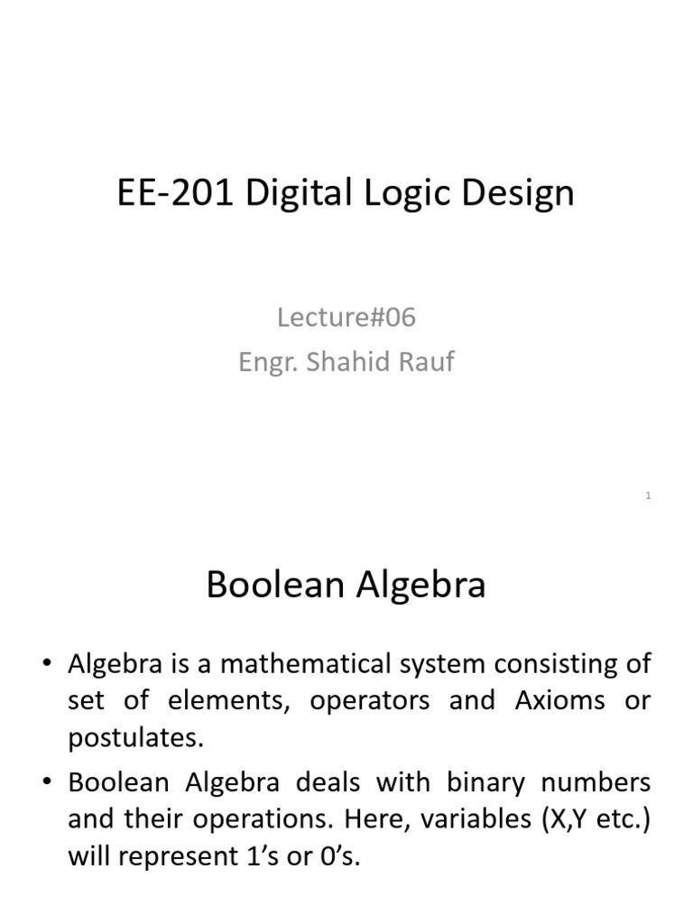 Boolean Algebra in Digital Logic Design | PDF