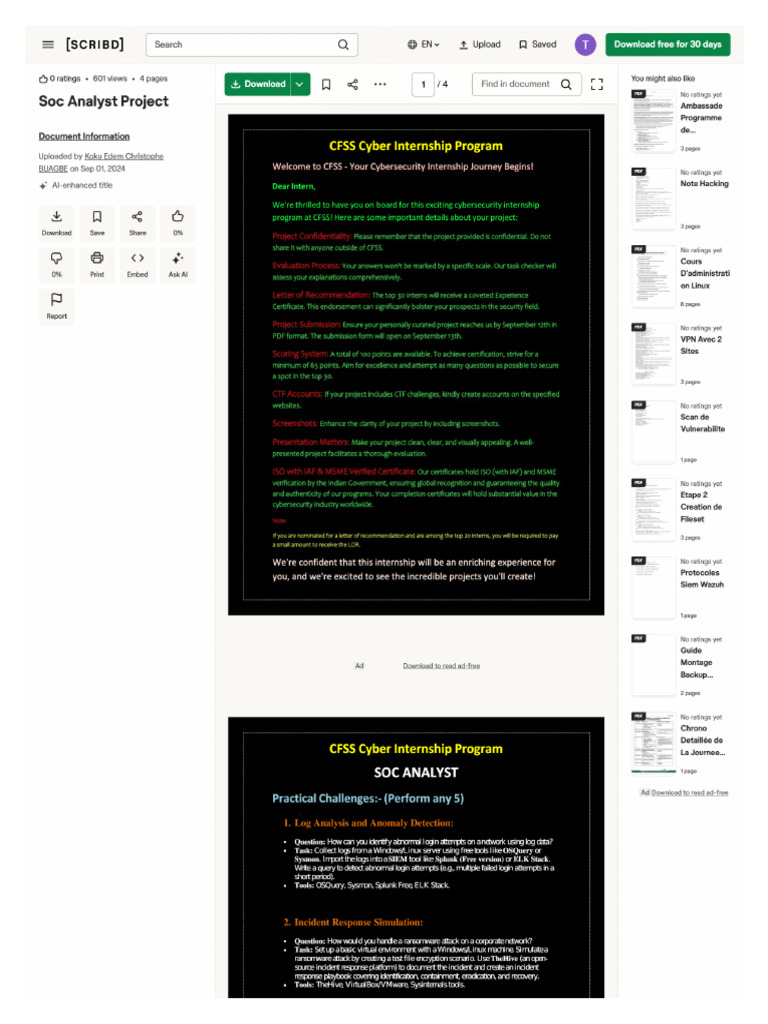 Screencapture Scribd Document 764835380 Soc Analyst Project 2025 11-13 ...