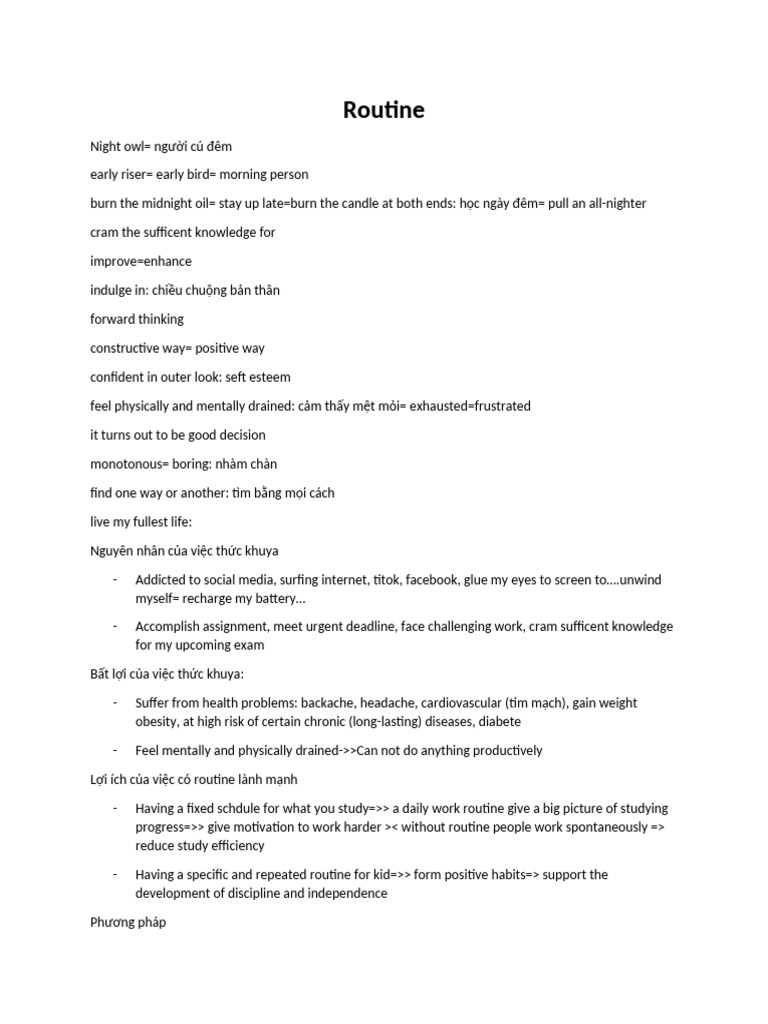 Benefits of a Healthy Routine | PDF