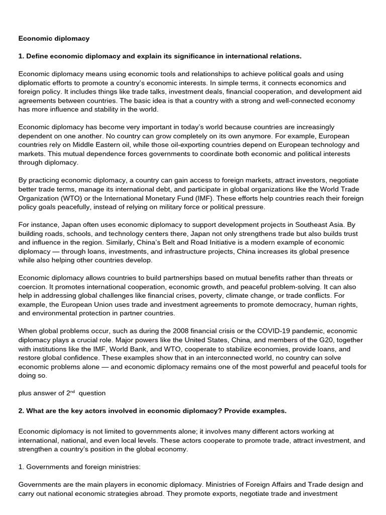 Understanding Economic Diplomacy | PDF | World Trade Organization ...